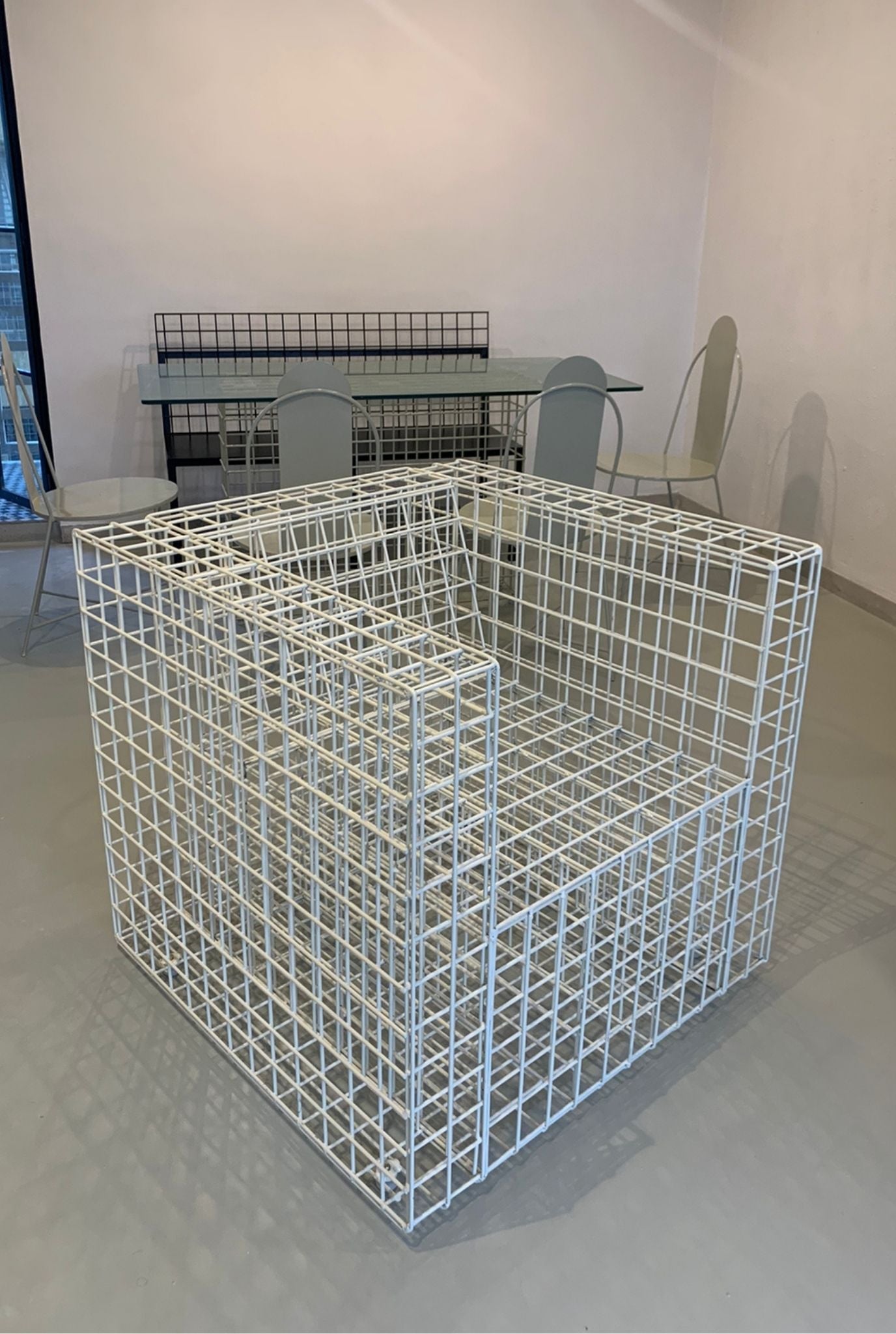 Grid Lounge Chair in Pearl White Finish