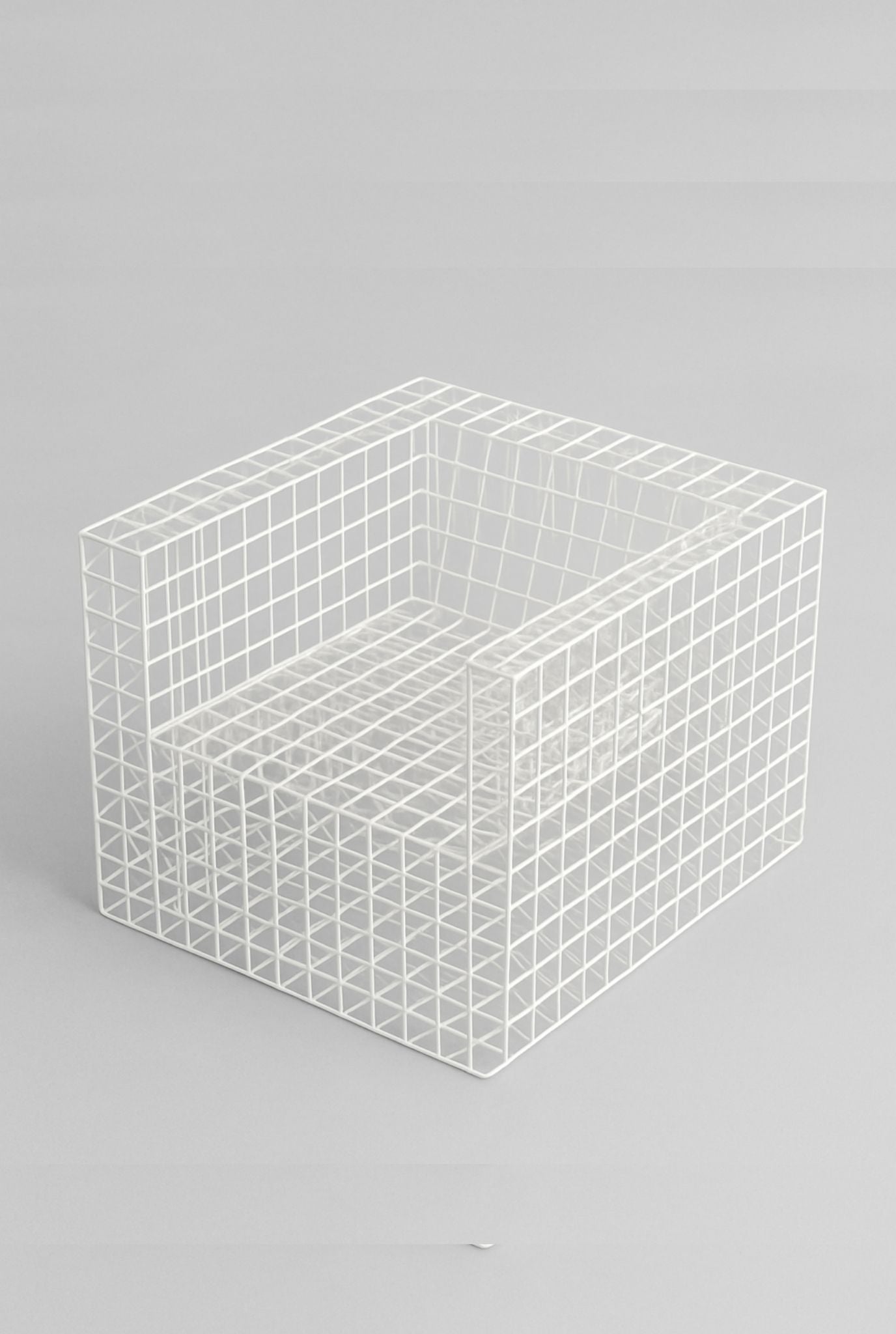 Grid Lounge Chair in Pearl White Finish