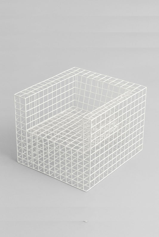 Grid Lounge Chair in Pearl White Finish