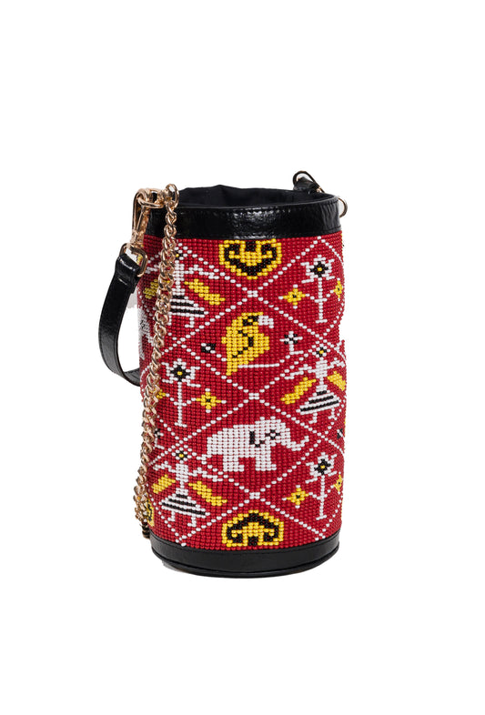 Amara Patola Bucket Bag - Red