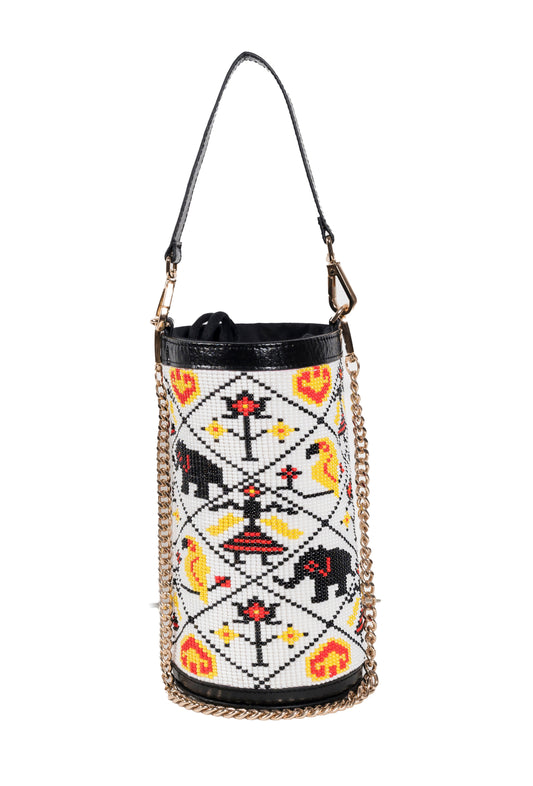 Amara Patola Bucket Bag - White