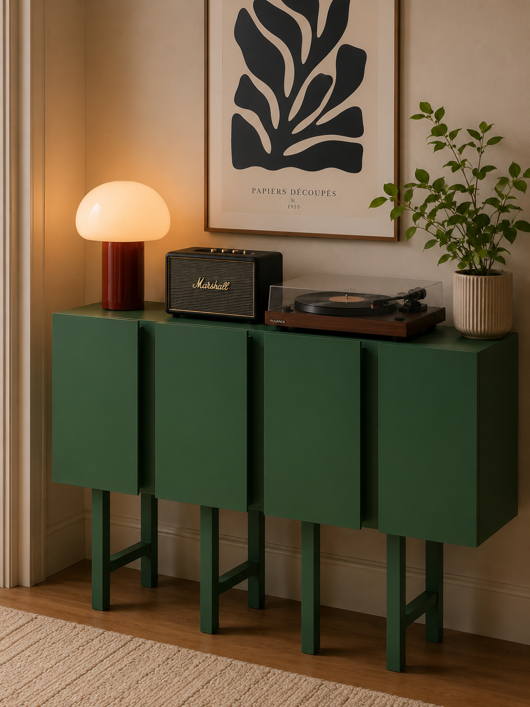 Metro Mod Console Table In Emerald Green Finish