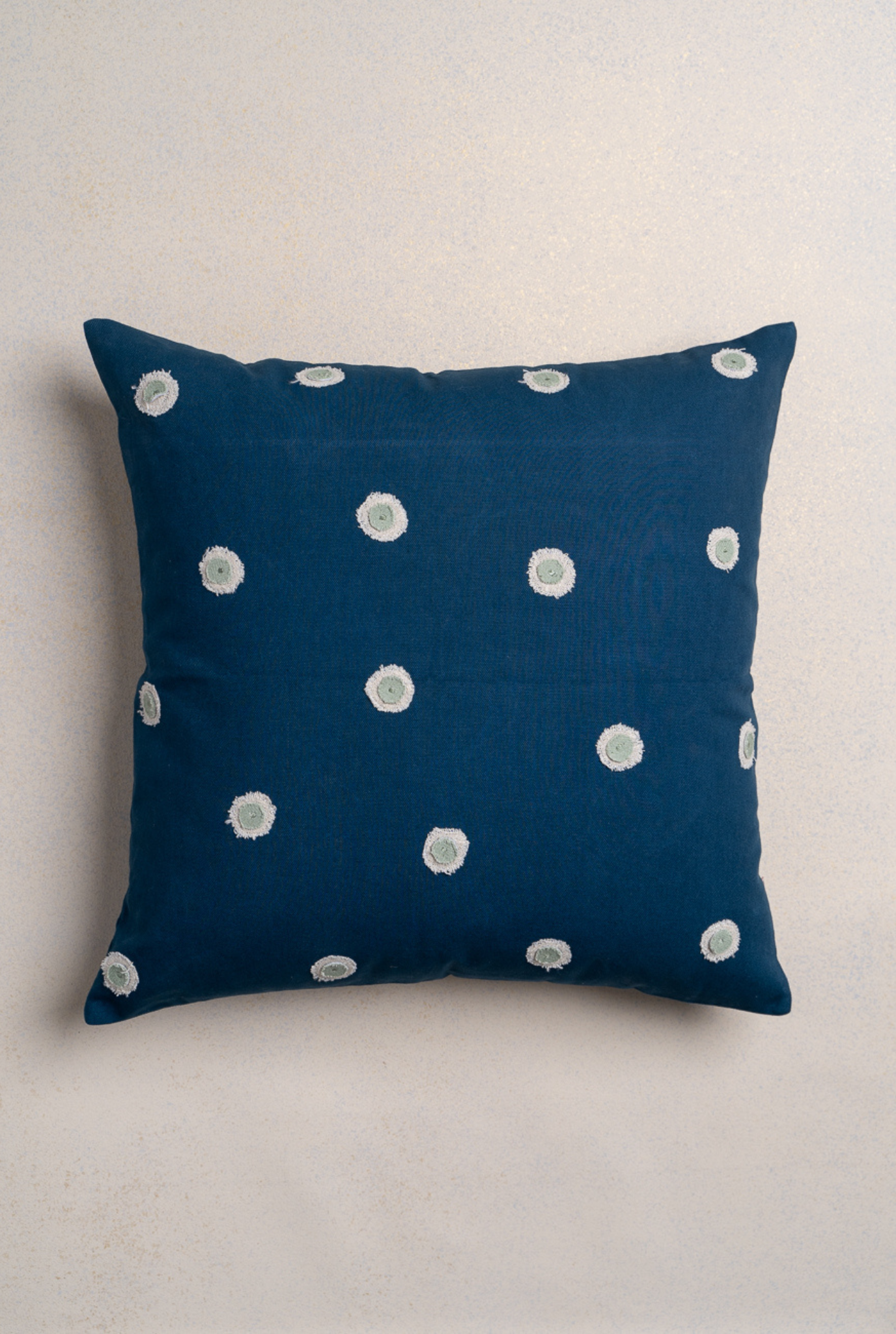 Punto-platonic Embroidered Cushion Cover in Blue Green