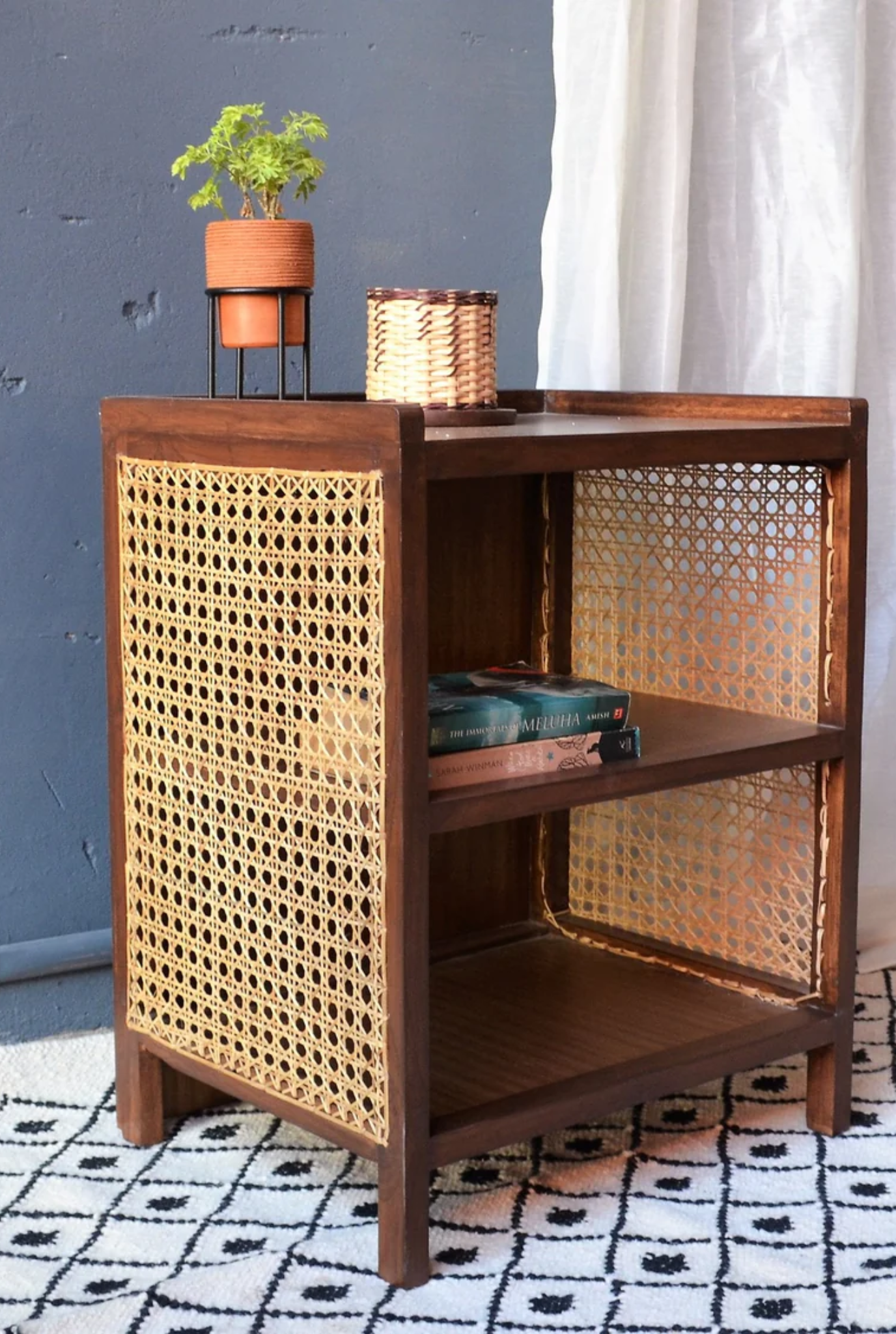 Asbury Brown Cane Side Table