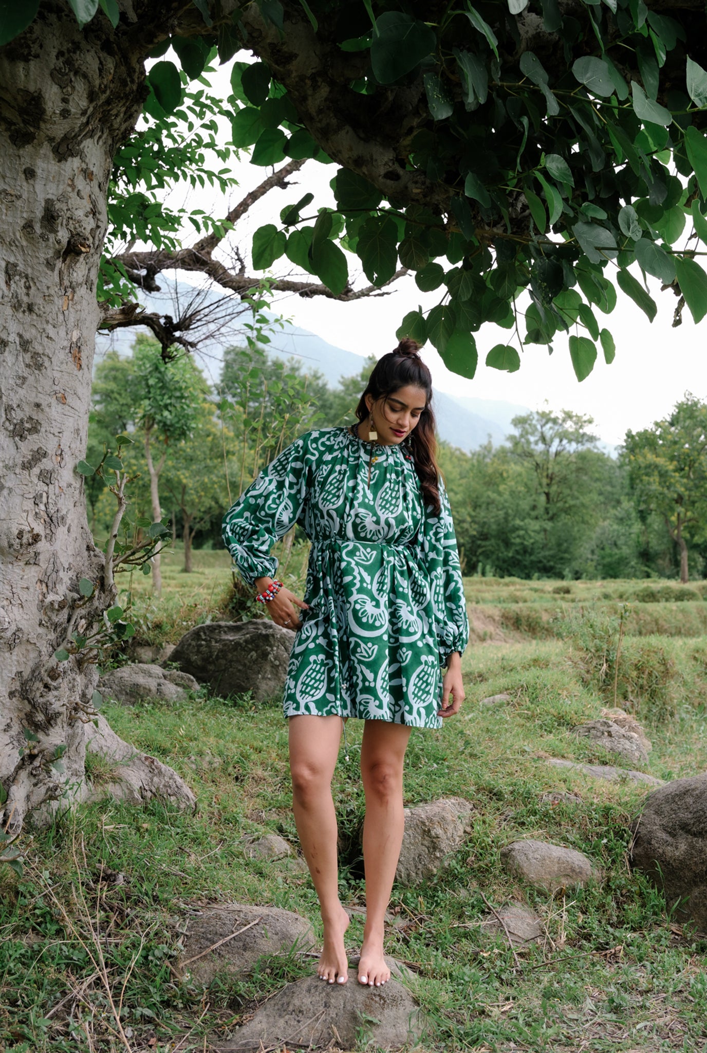 green-jhibhi-mini-hand-block-printed-jodi-dress