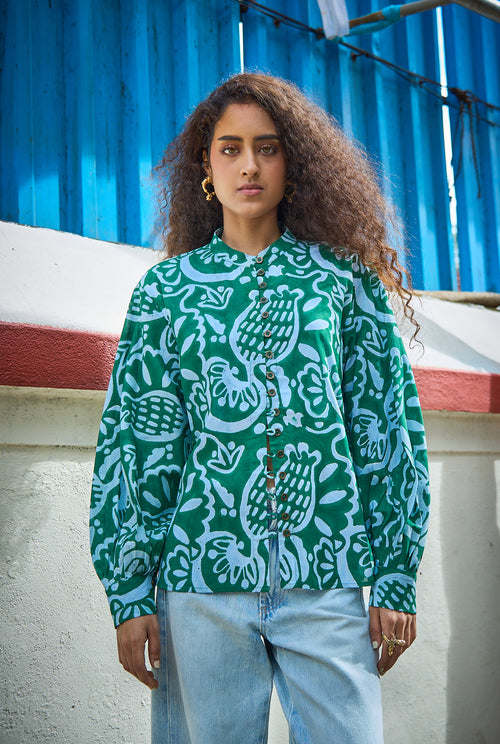 jodi-handcrafted-block-printed-womenswear-tops-shirts-green