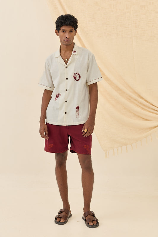 White lobster shirt relaxed fit