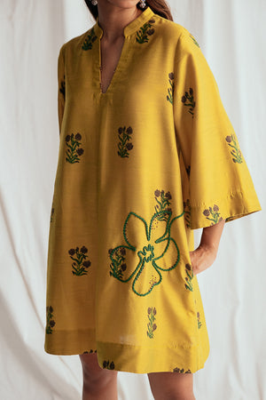 Nimbu Silk Shift Dress