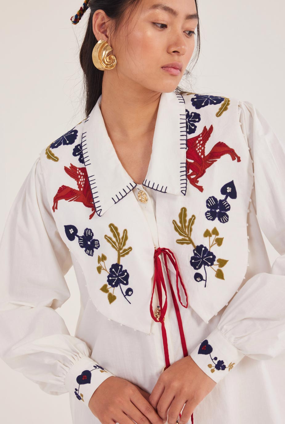 Kiji Embroidered Bib