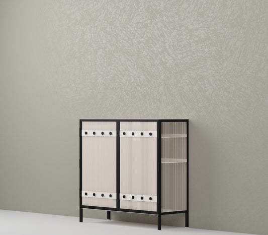 Metro Bar Metal Cabinet In Ivory and Matt Black