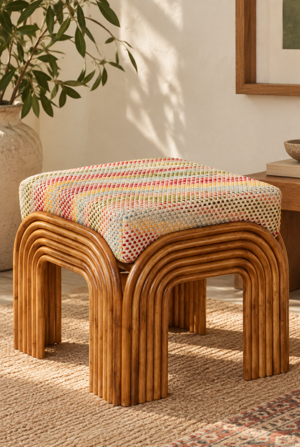 Bamboo Cushion Ottoman