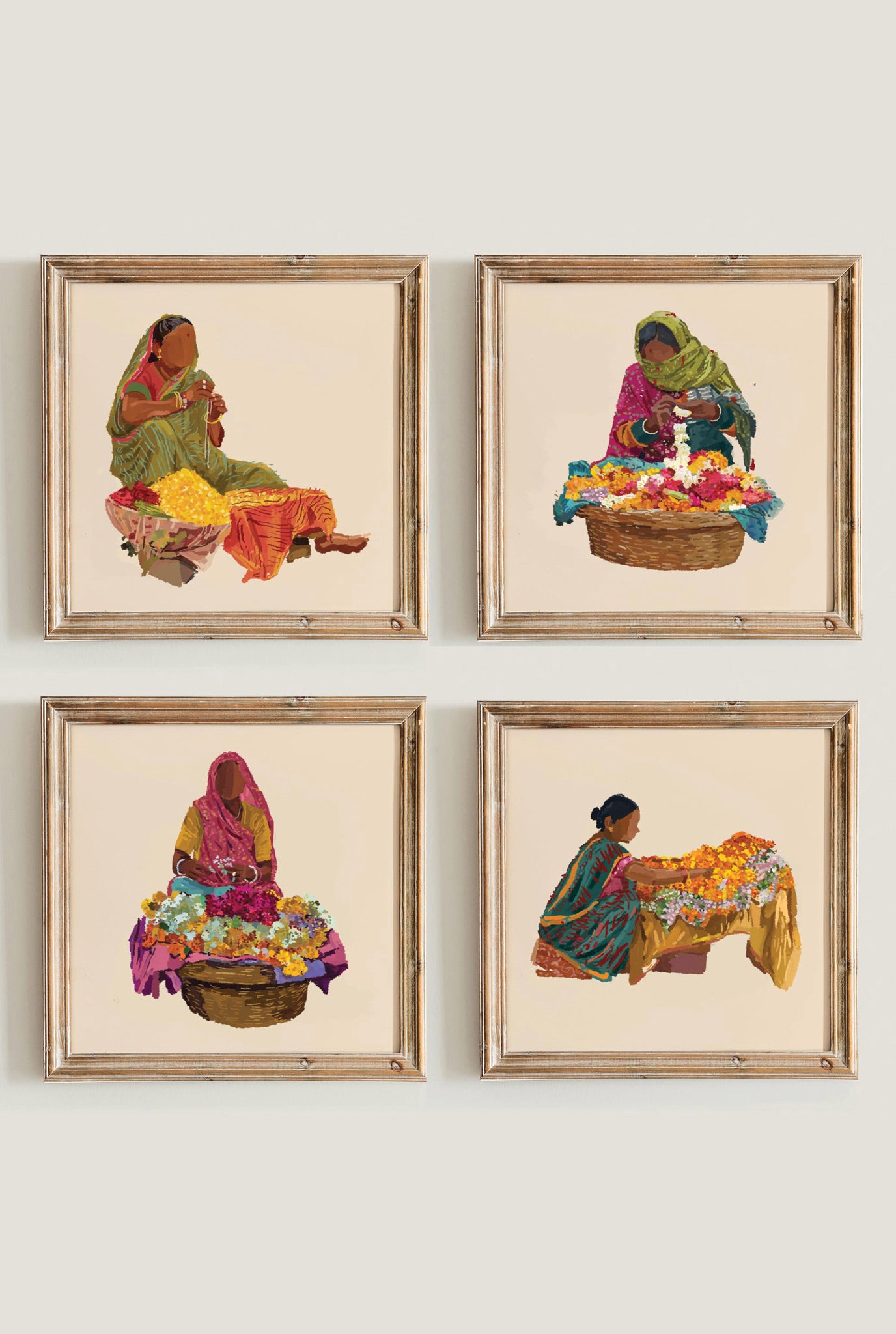 Flower Sellers Set 4 Art Print