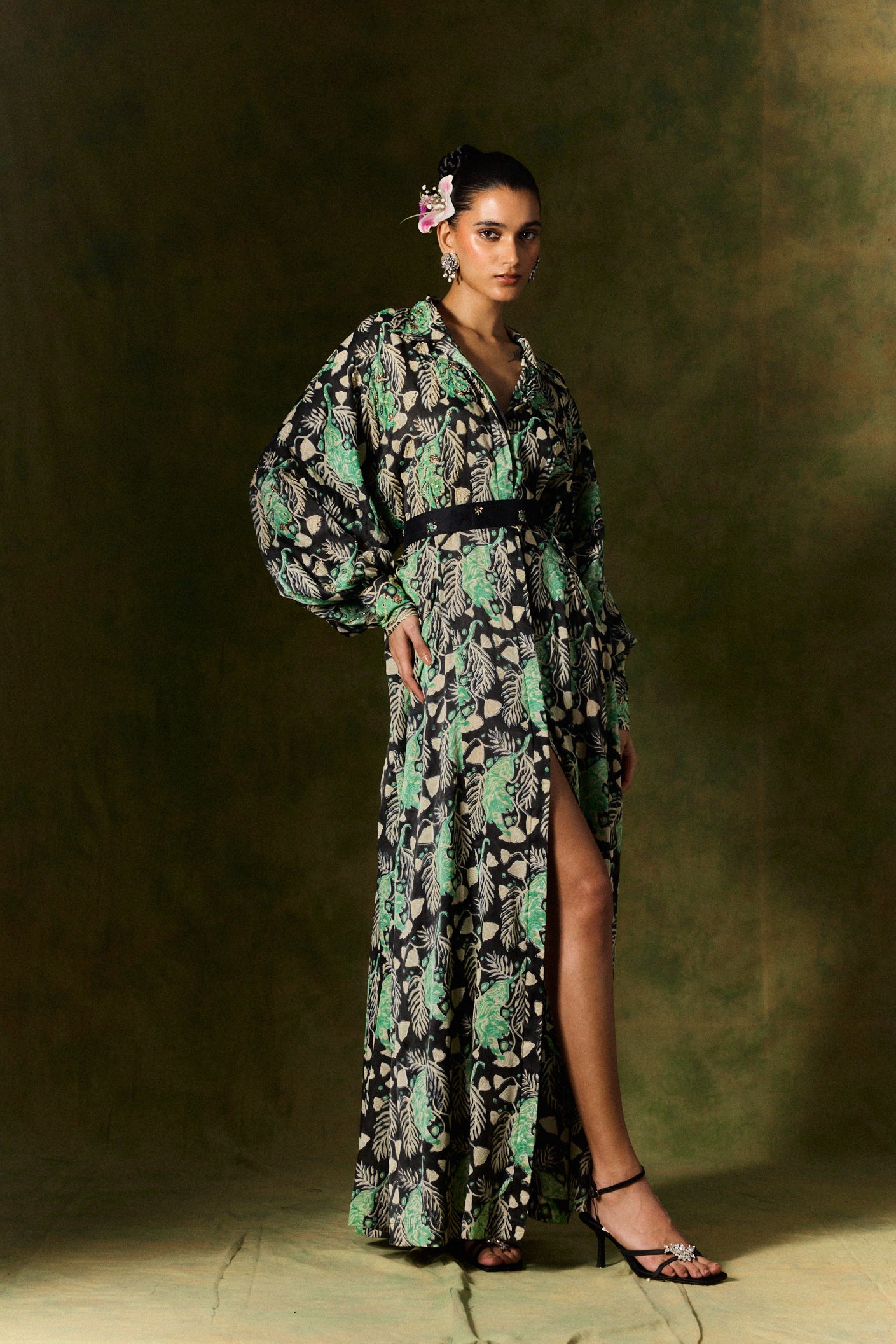 green silk shirt dress Max Mara | Woman - Printed cotton and silk shirt dress - Green