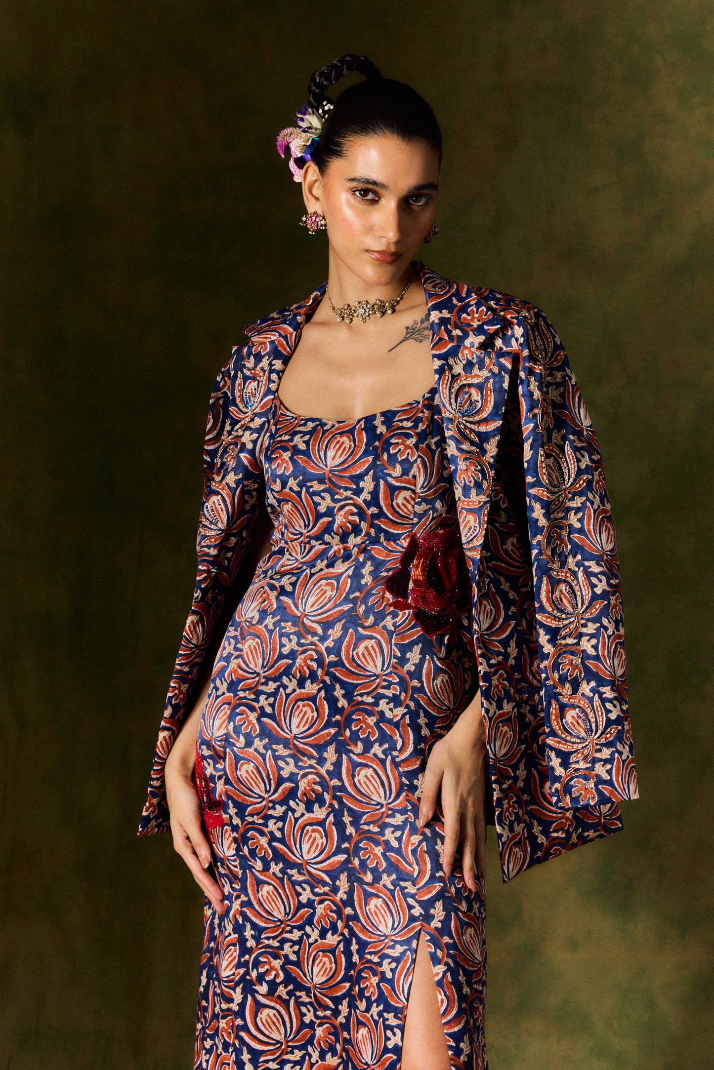 INAAYA SILK DRESS & BLAZER SET