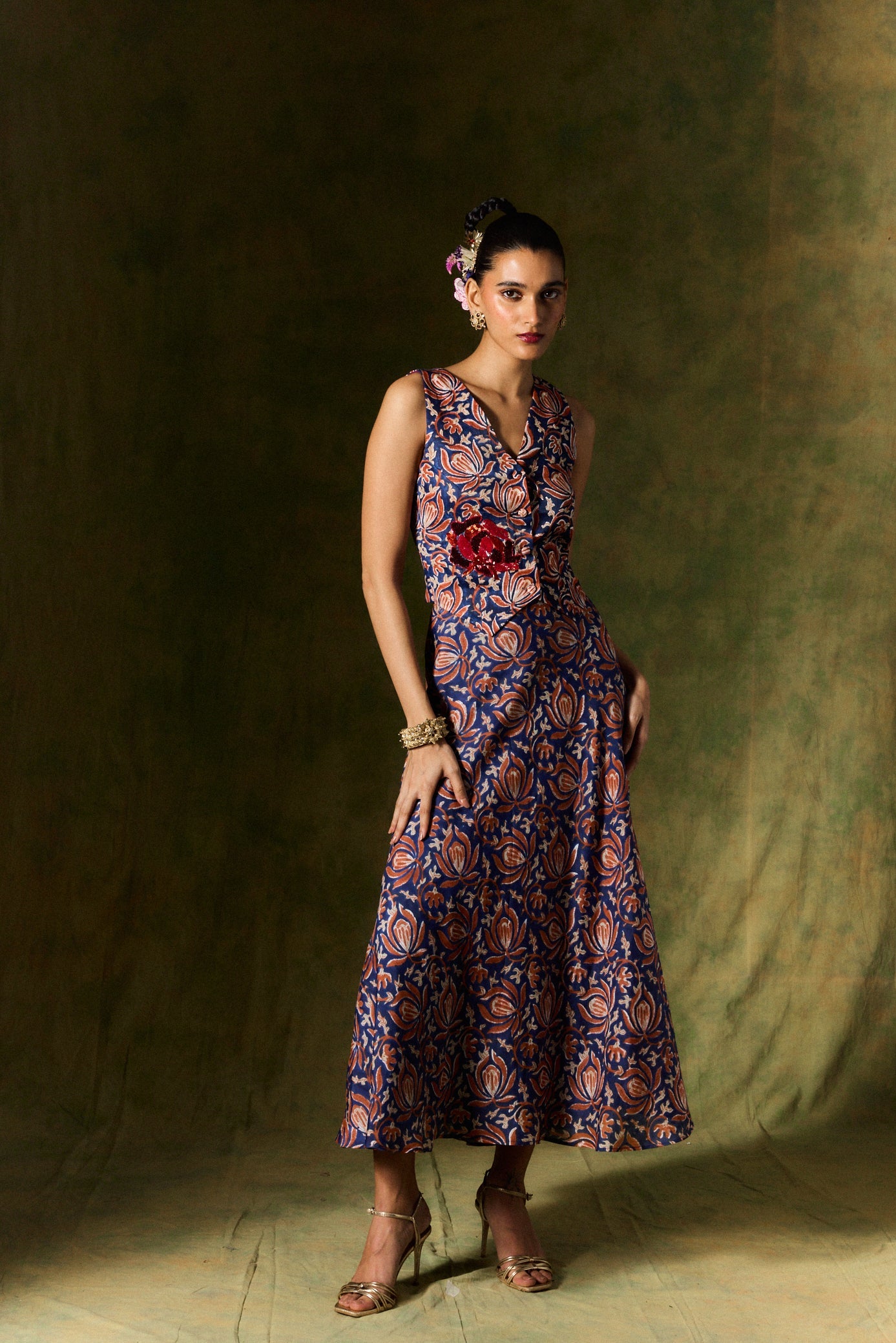 Inaaya Silk Skirt & Waistcoat Set