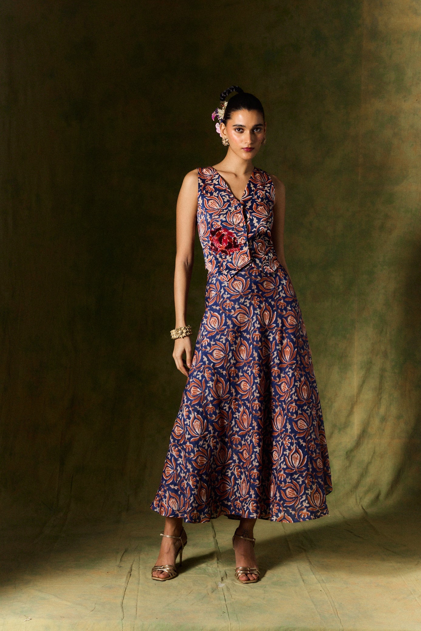 Inaaya Silk Skirt & Waistcoat Set
