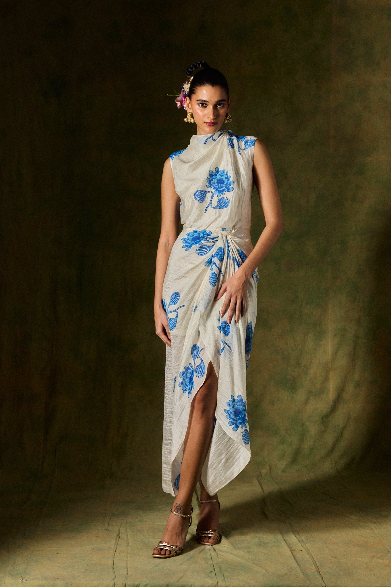 FIZAH SILK DRAPED DRESS