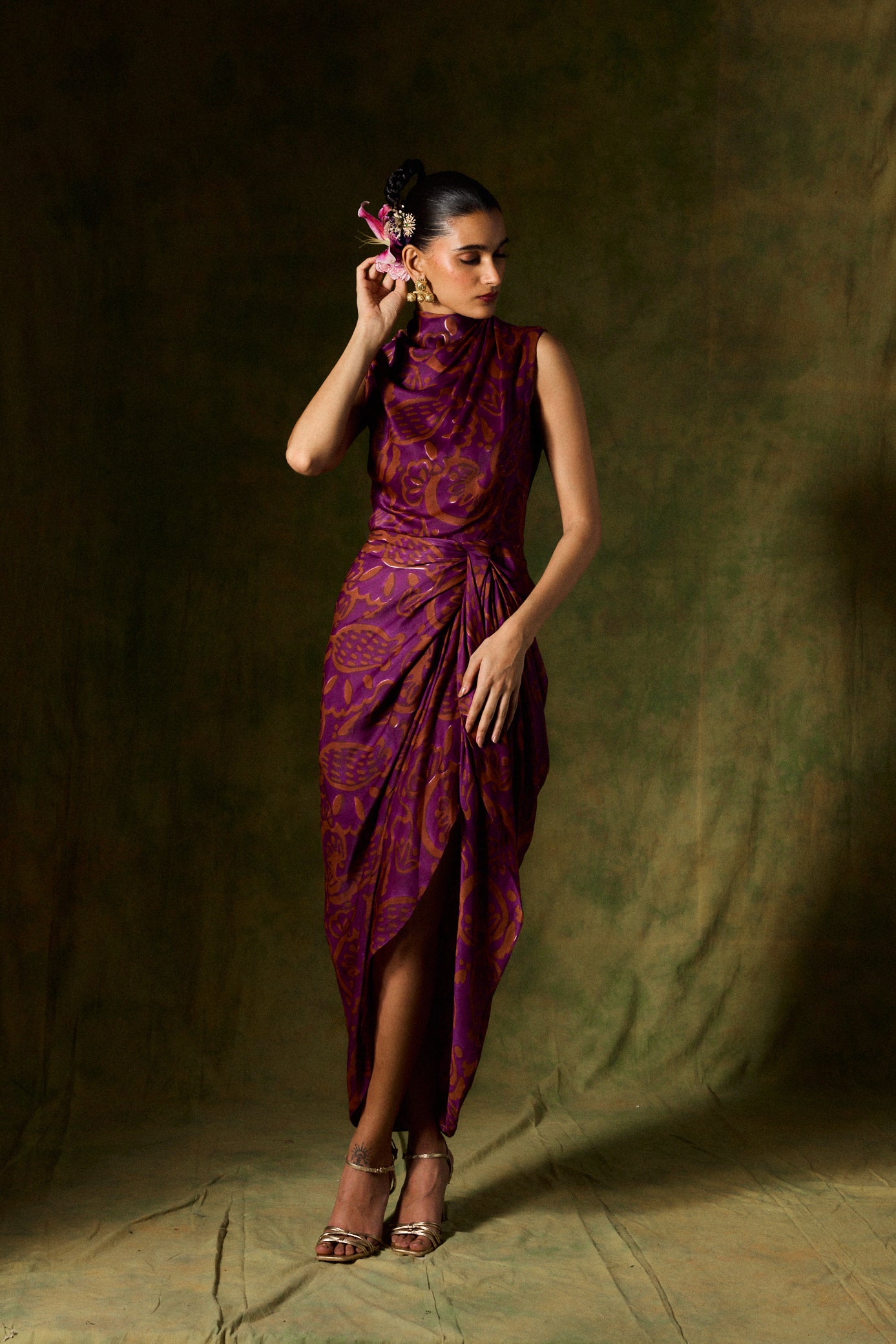 Saanjh Silk Draped Dress