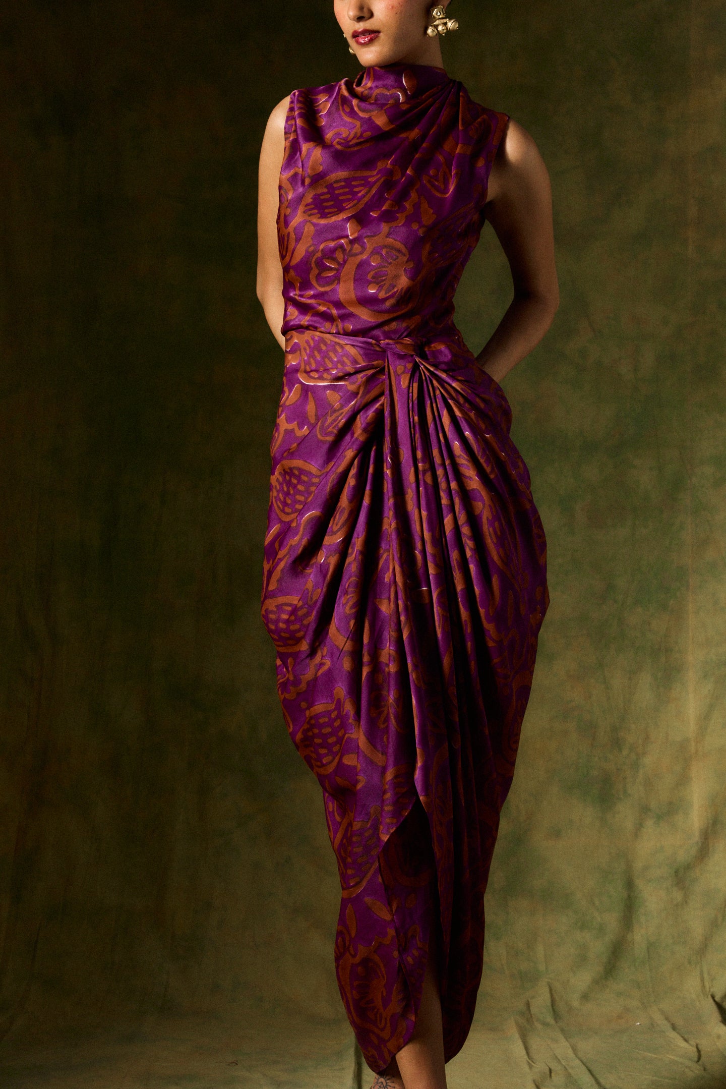 SAANJH SILK DRAPED DRESS