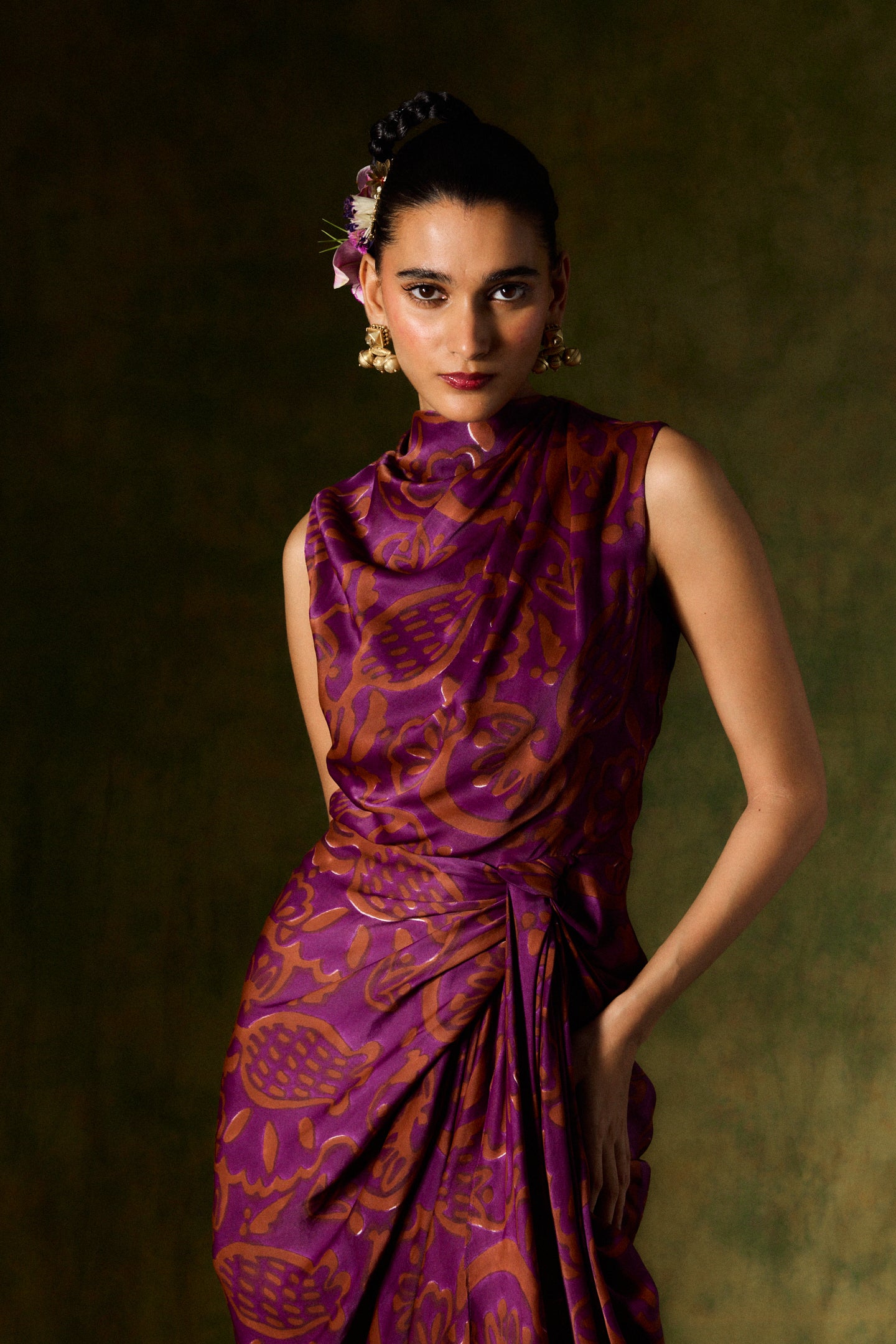 Saanjh Silk Draped Dress