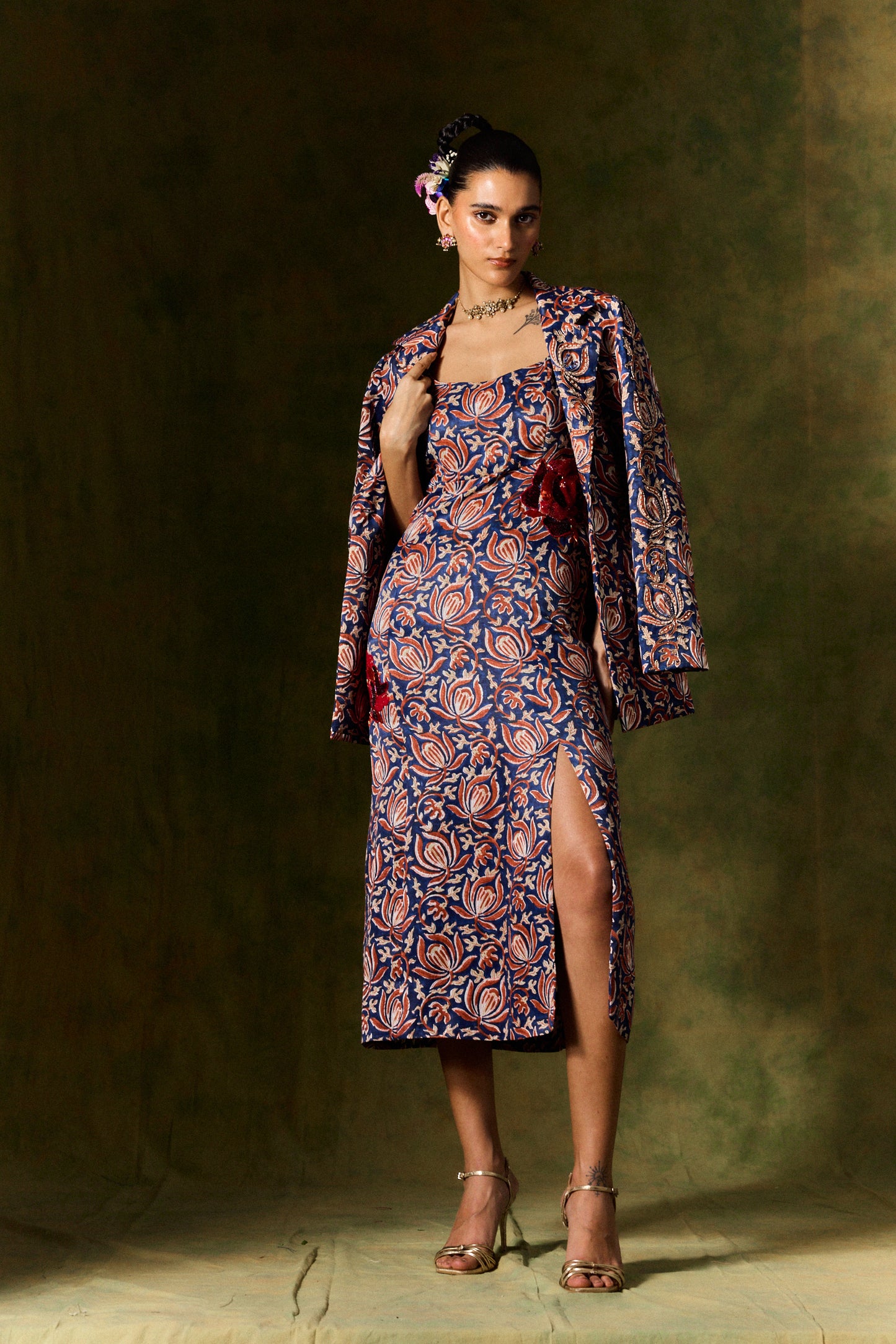 INAAYA SILK DRESS & BLAZER SET