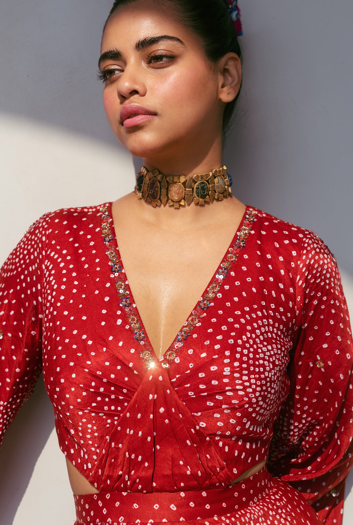 The-Jodi-Life-silk-bandhani-flared-dress-sustainable-handcrafted-embellished