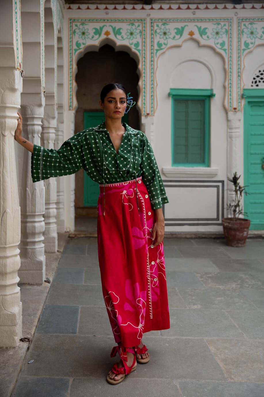 the-jodi-life-handcrafted-pink-red-floral-gurhal-skirt