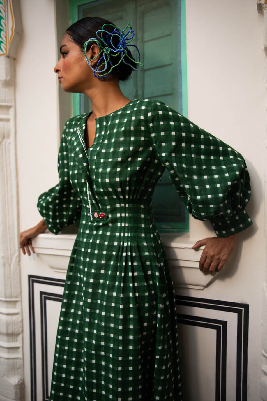 the-jodi-life-hand-crafted-green-checks-dress
