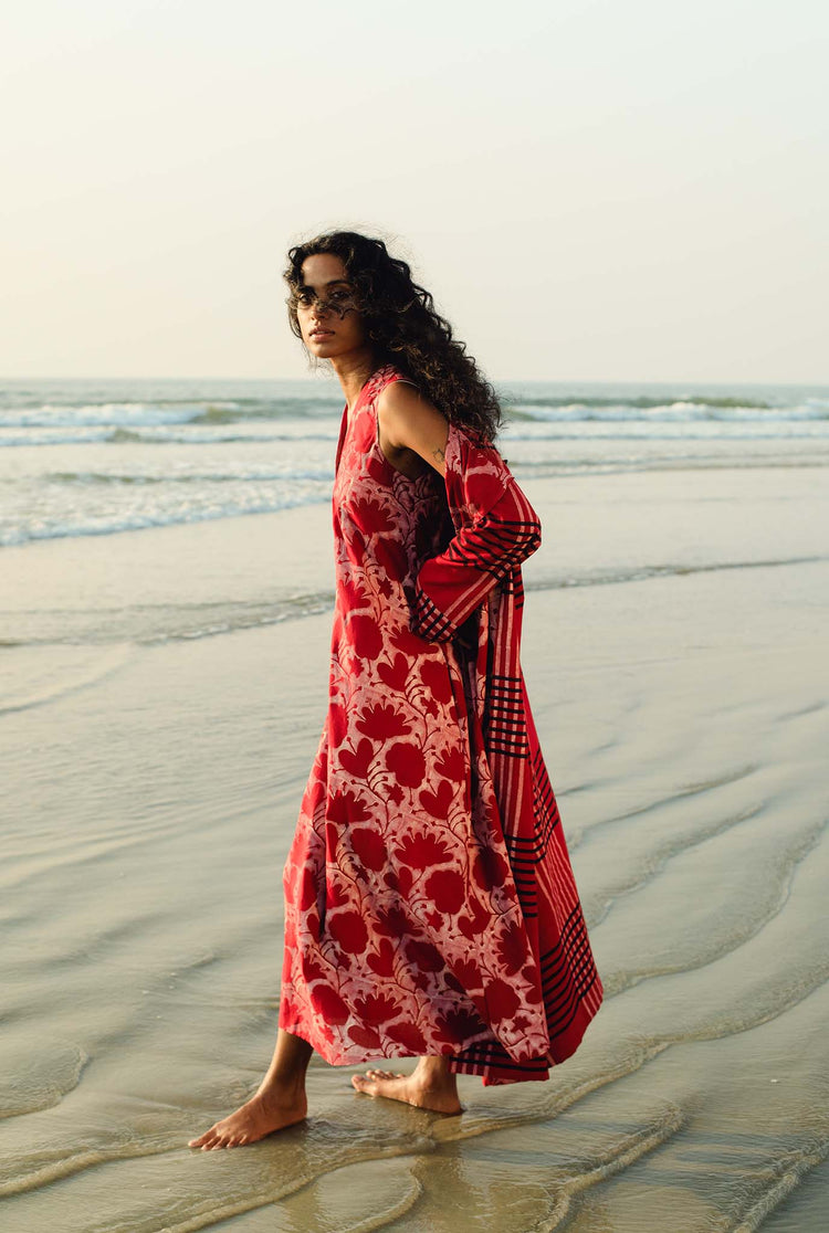 sustainable-handmade-handcrafted-jodi-thejodilife-block-printed-red-pink-dress-floral-motif