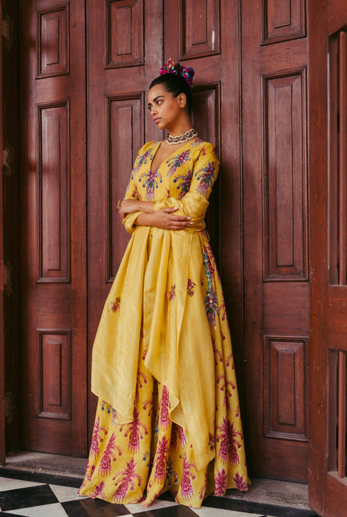 The-Jodi-Life-yellow-silk-lehenga-organza-dupatta-set-embroidery-embellished-sequins-festive-handcrafted