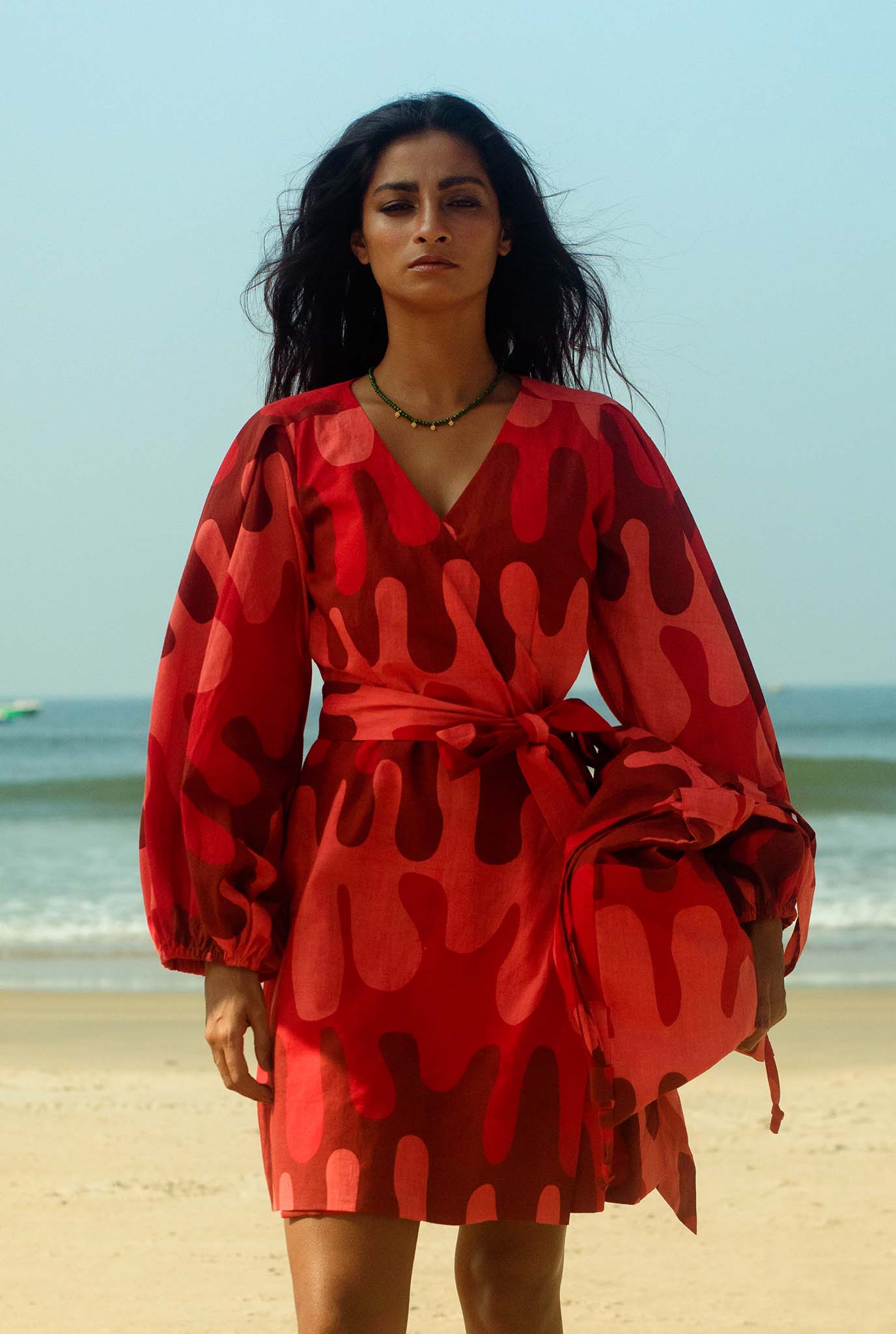 sustainable-handmade-handcrafted-jodi-thejodilife-wrap-dress-screen-printed-red-tieup
