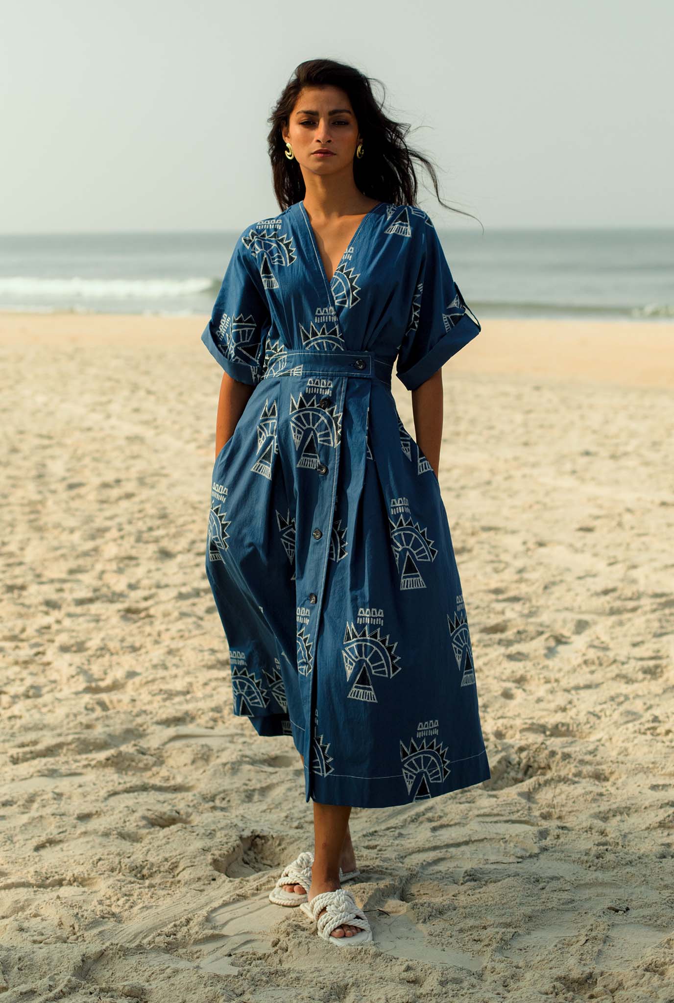 sustainable-handmade-handcrafted-jodi-thejodilife-block-printed-indigo-traditional-artisanal-technique-wrap-dress-abstract-print