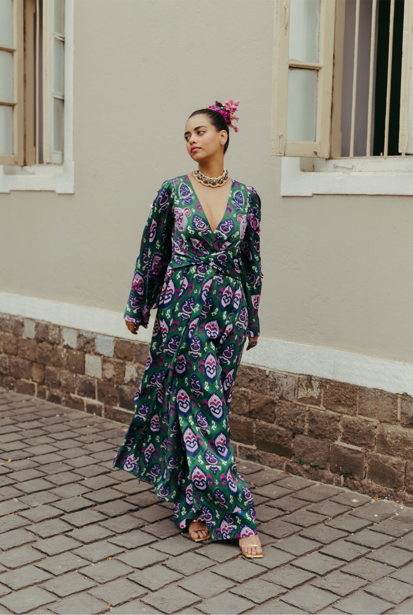 The-Jodi-Life-silk-trousers-hand-blockprinted-embroidery-embellished-sequins-festive-handcrafted-sustainable-colourful-ikat