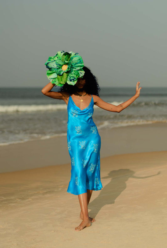 the-jodi-life-slip-dress-summer-quepem-travel-blue-silk-cotton-sustainable-handmade-block-printed