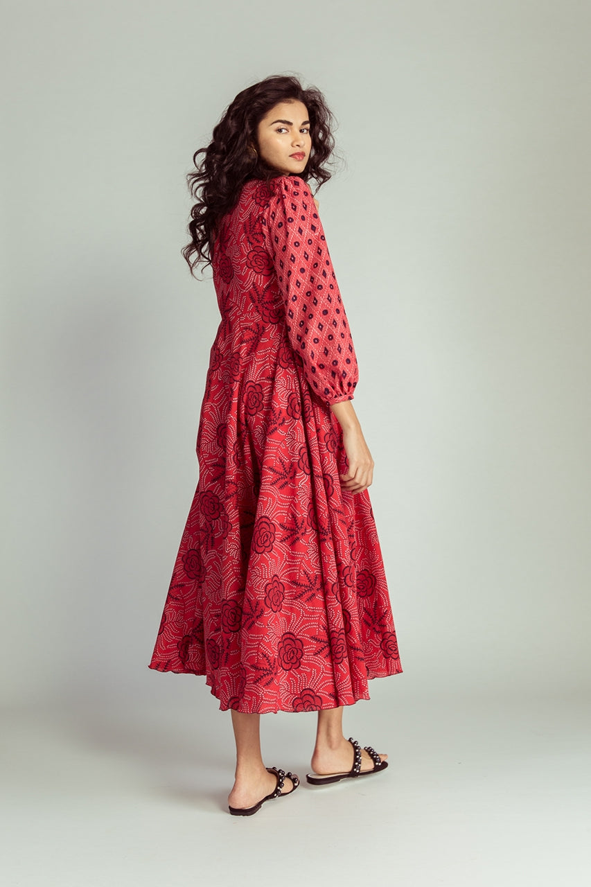 CHILLI RED FLORAL MAXI DRESS | Relove