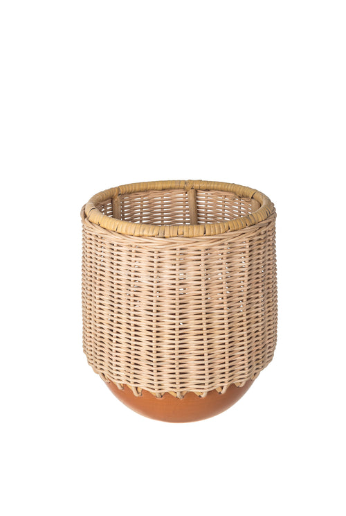 terracotaa clay-cane-planter-minimal-decor-jodi-handcrafted