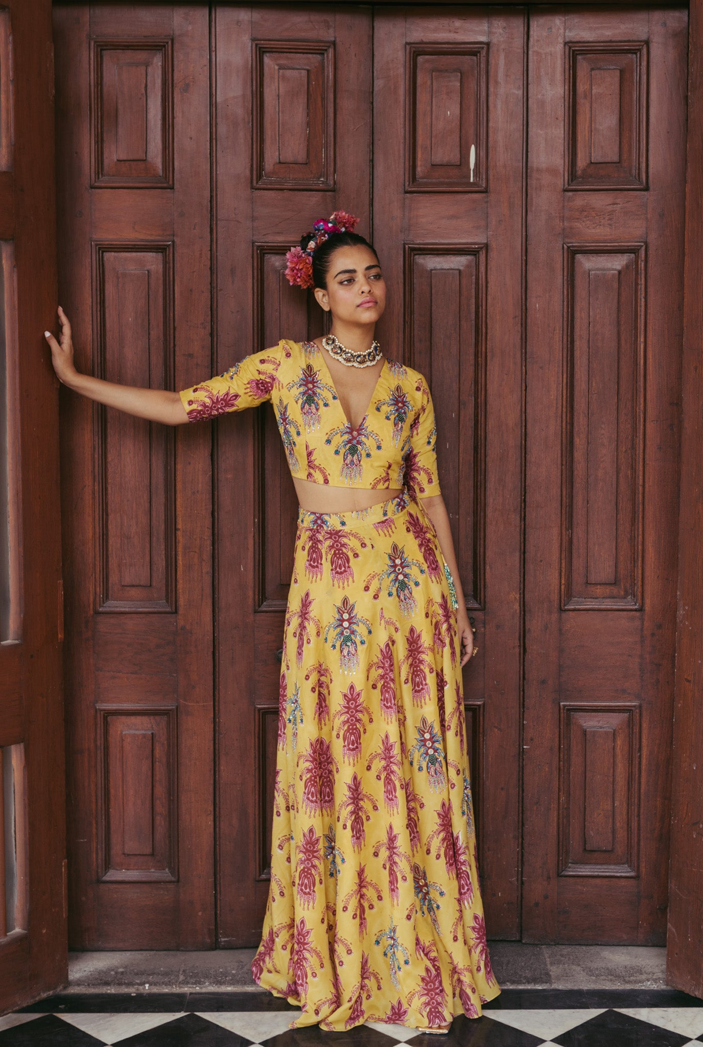 The-Jodi-Life-yellow-silk-blouse-lehenga-embroidery-embellished-sequins-festive-handcrafted-sustainable-colourful