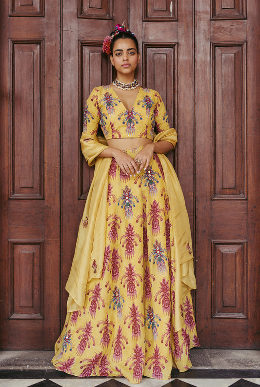 The-Jodi-Life-yellow-silk-organza-lehenga-dupatta-embroidery-embellished-sequins-festive-handcrafted