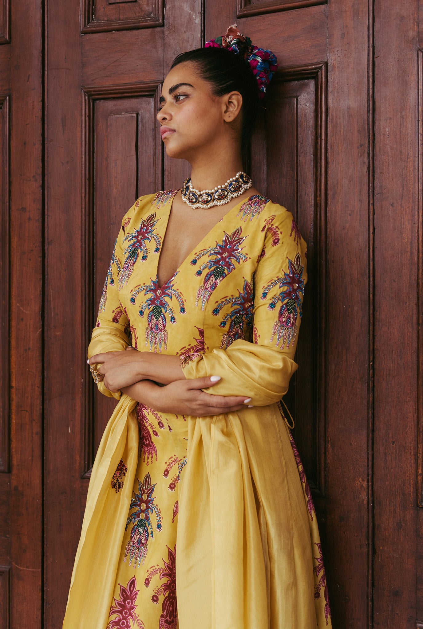 The-Jodi-Life-yellow-silk-blouse-lehenga-dupatta-embroidery-embellished-sequins-festive-handcrafted