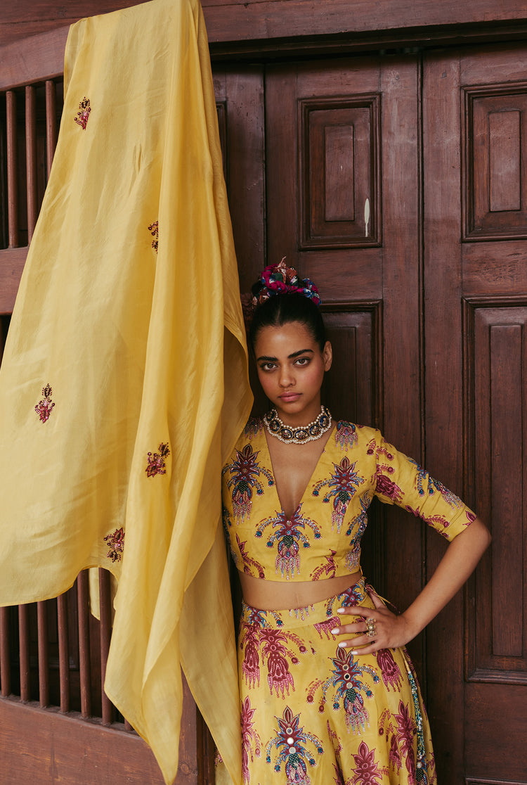 The-Jodi-Life-yellow-silk-lehenga-dupatta-set-embroidery-embellished-sequins-festive-handcrafted