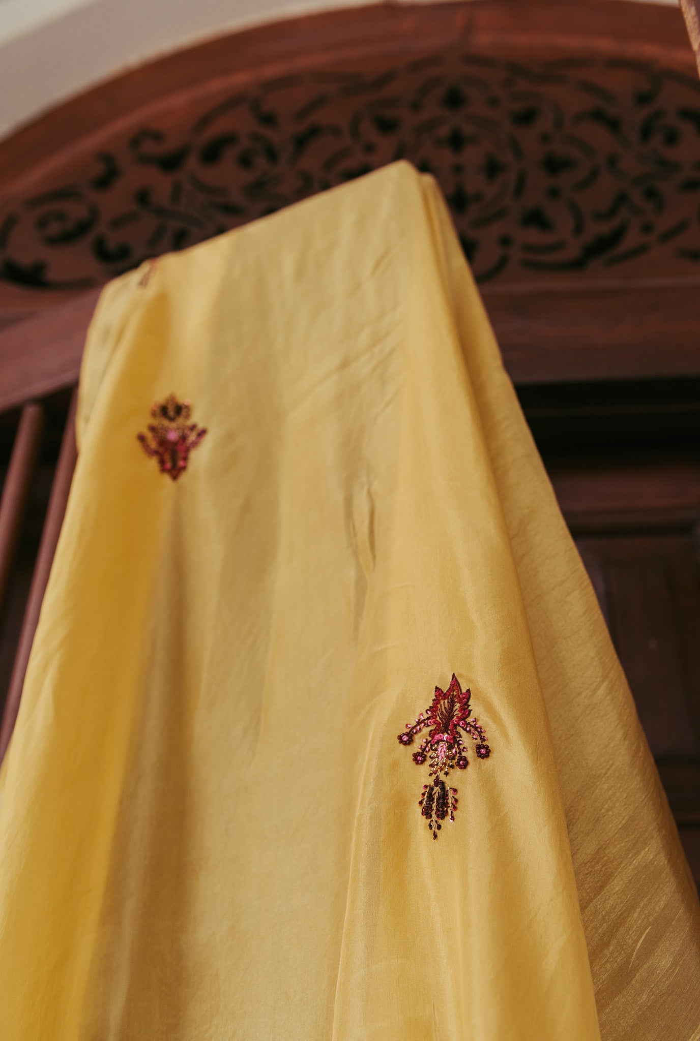 The-Jodi-Life-yellow-silk-dupatta-embroidery-embellished-sequins-festive-handcrafted