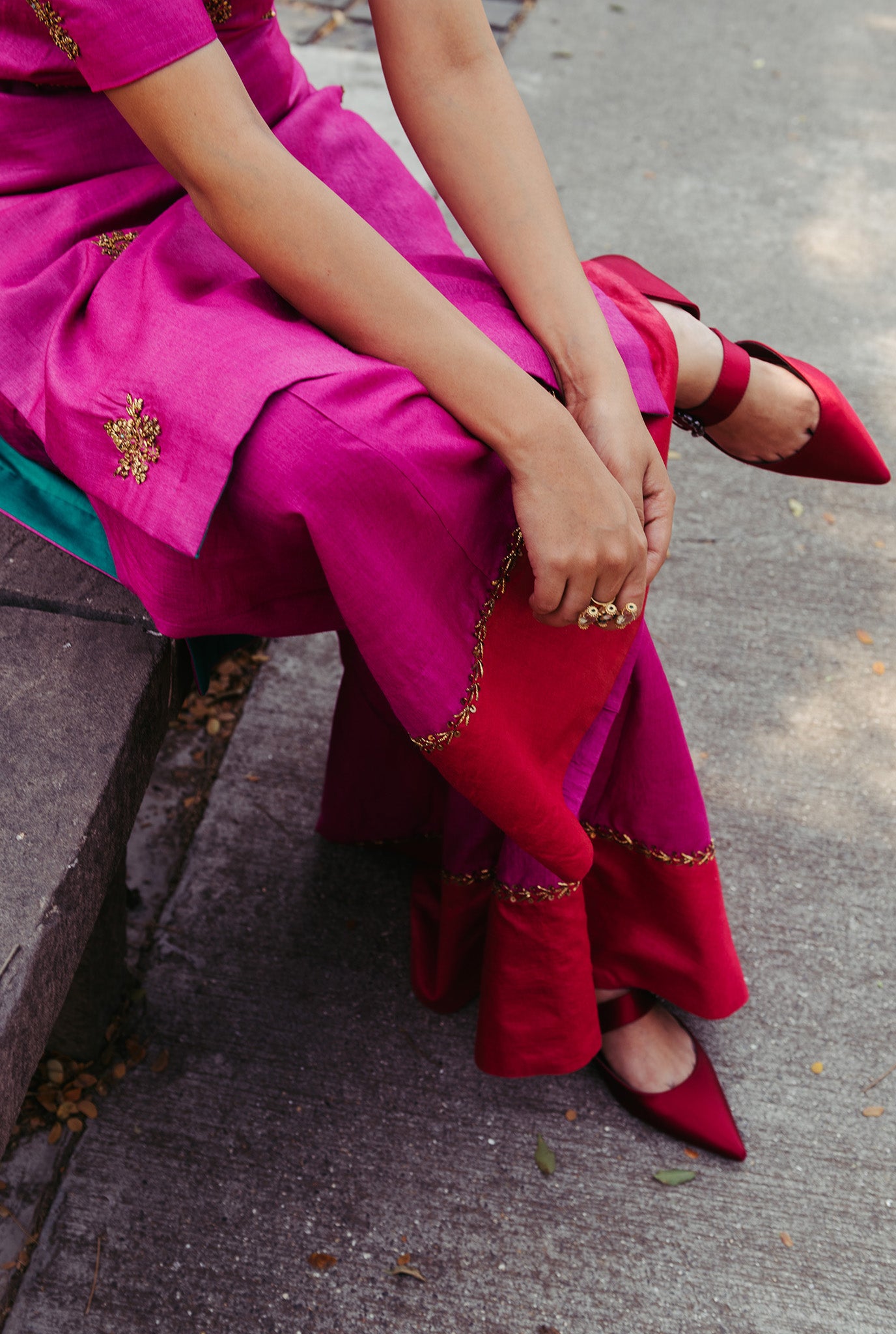 The-Jodi-Life-silk-kurta-set-wedding-festive-handcrafted-sustainable-magenta-red-embellished