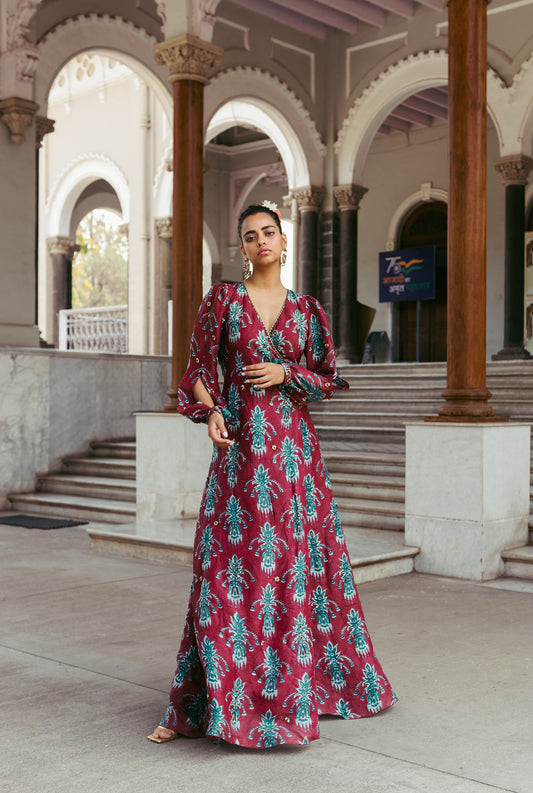 The-Jodi-Life-silk-evening-dress-hand-blockprinted-embroidery-embellished-sequins-festive-handcrafted-sustainable-colourful