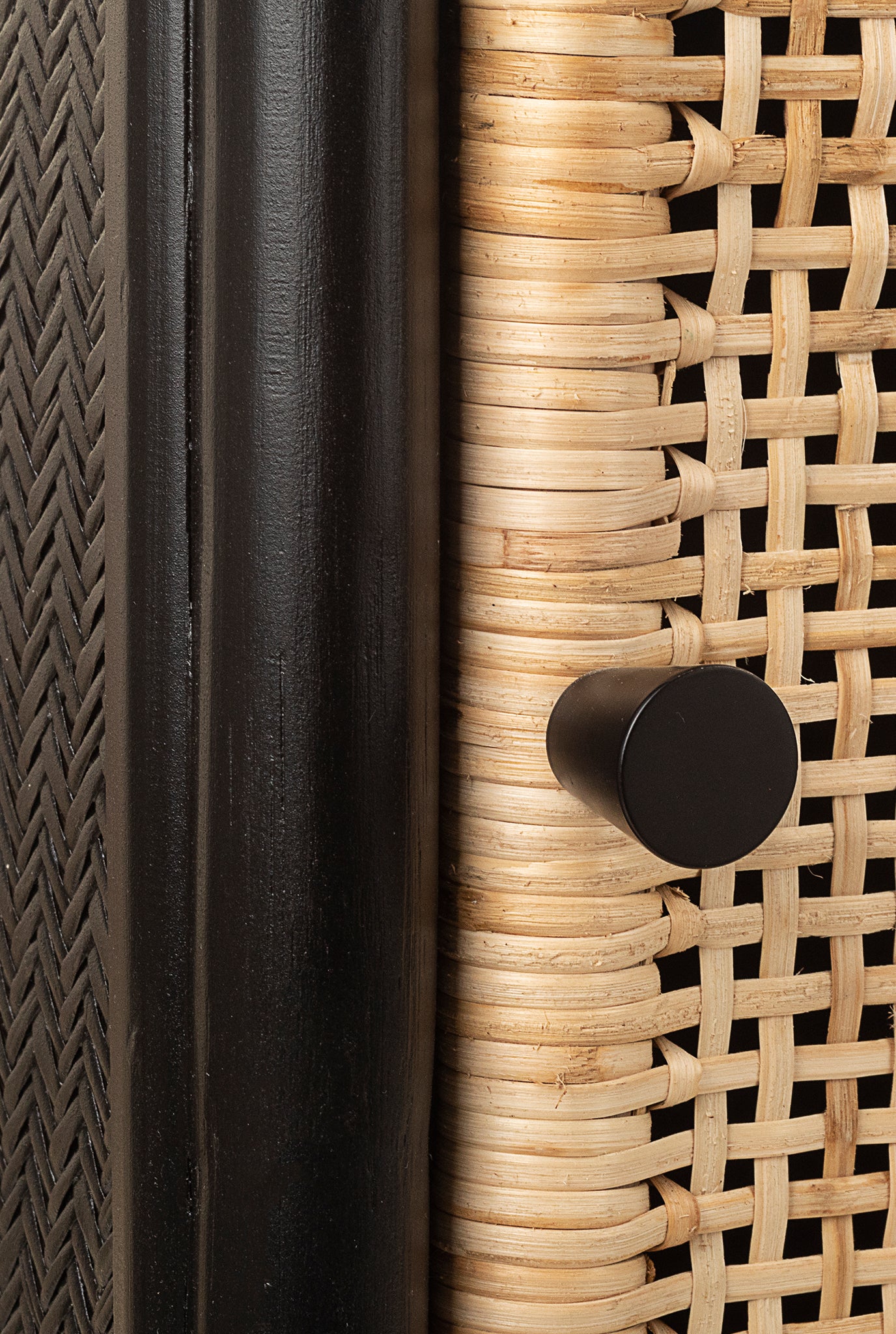 jodi- sustainable-black frame-cane weaving-handcrafted-side table