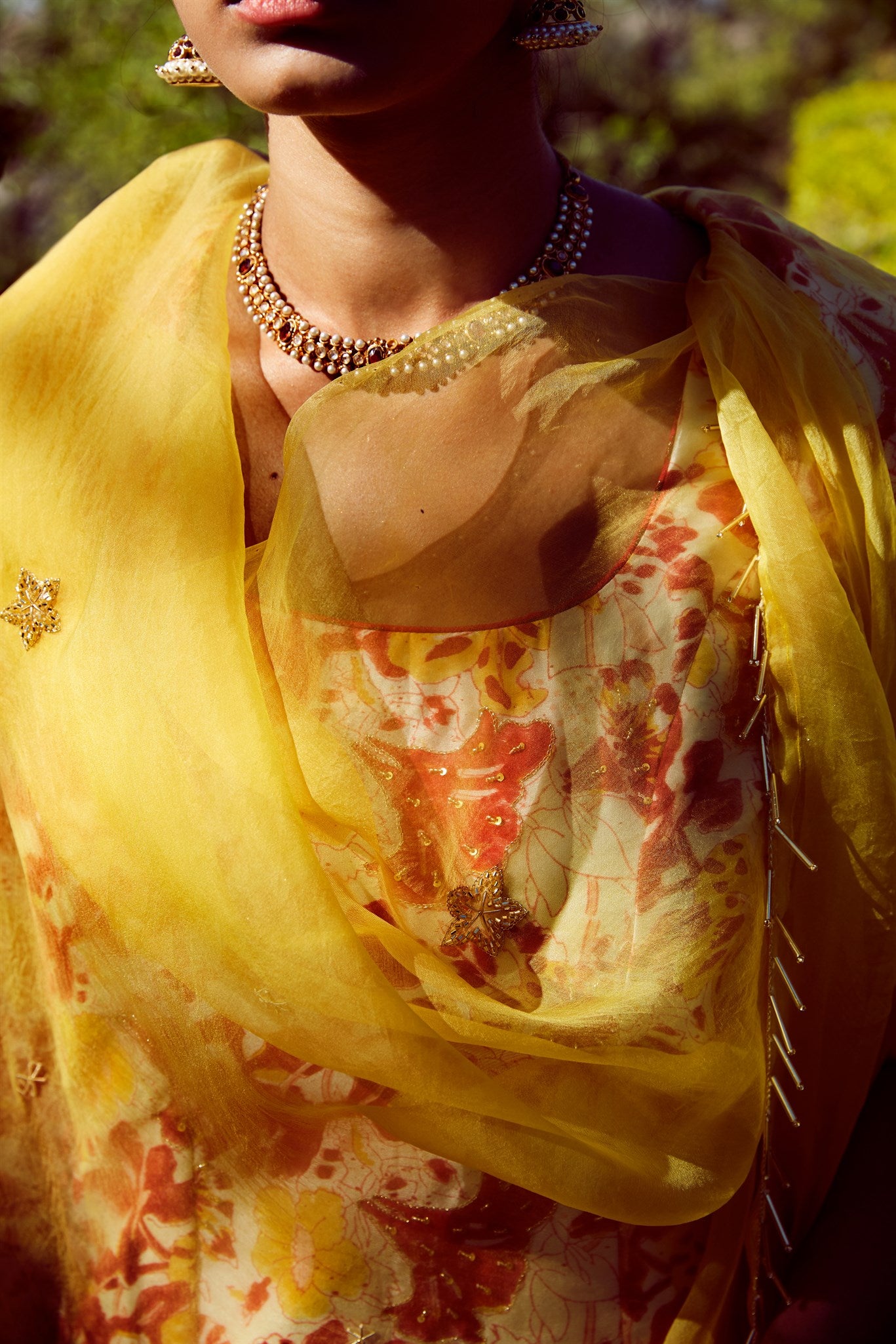 Organza turmeric dupatta