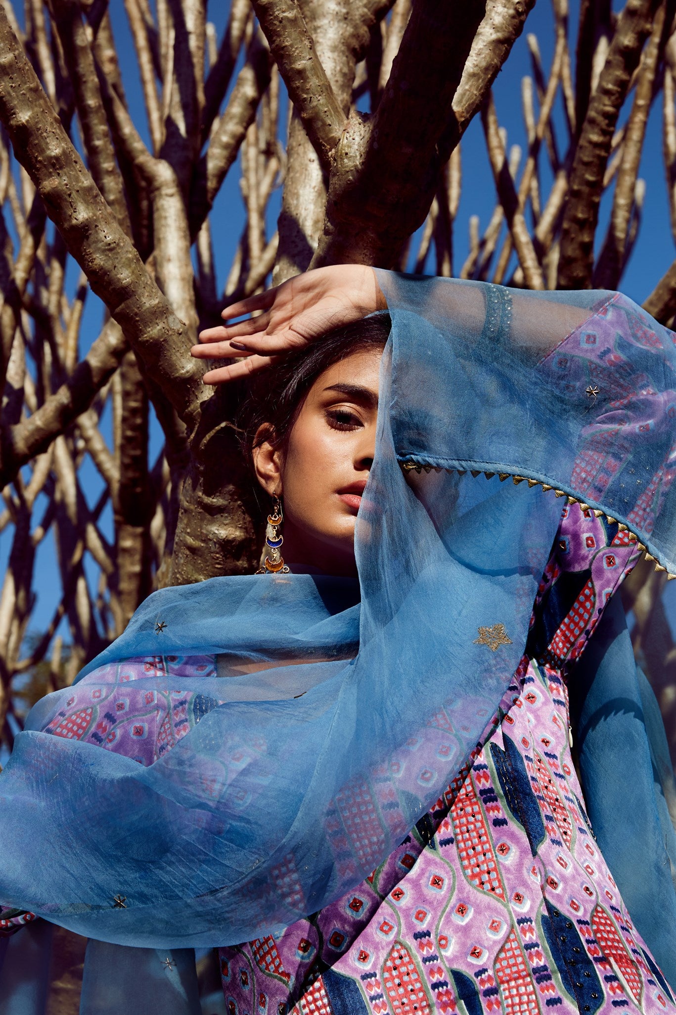 Organza periwinkle dupatta