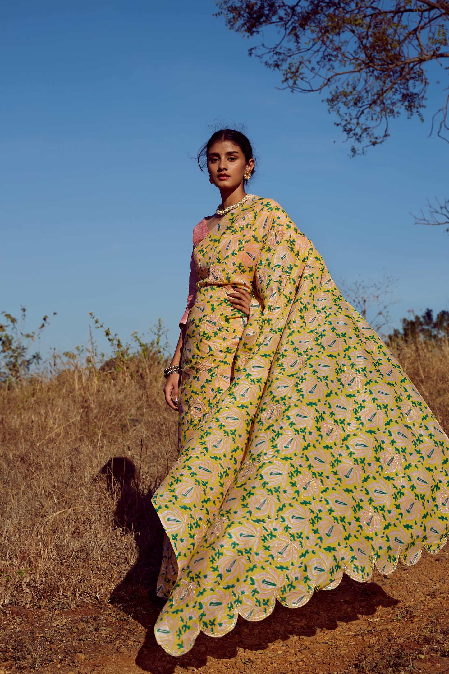 Silk lotus sari