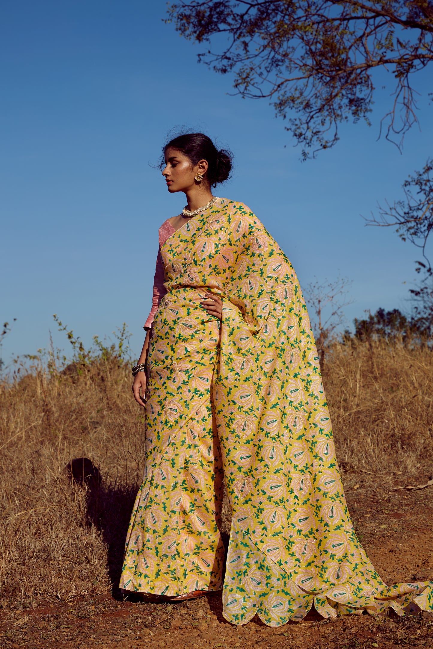 Silk lotus sari