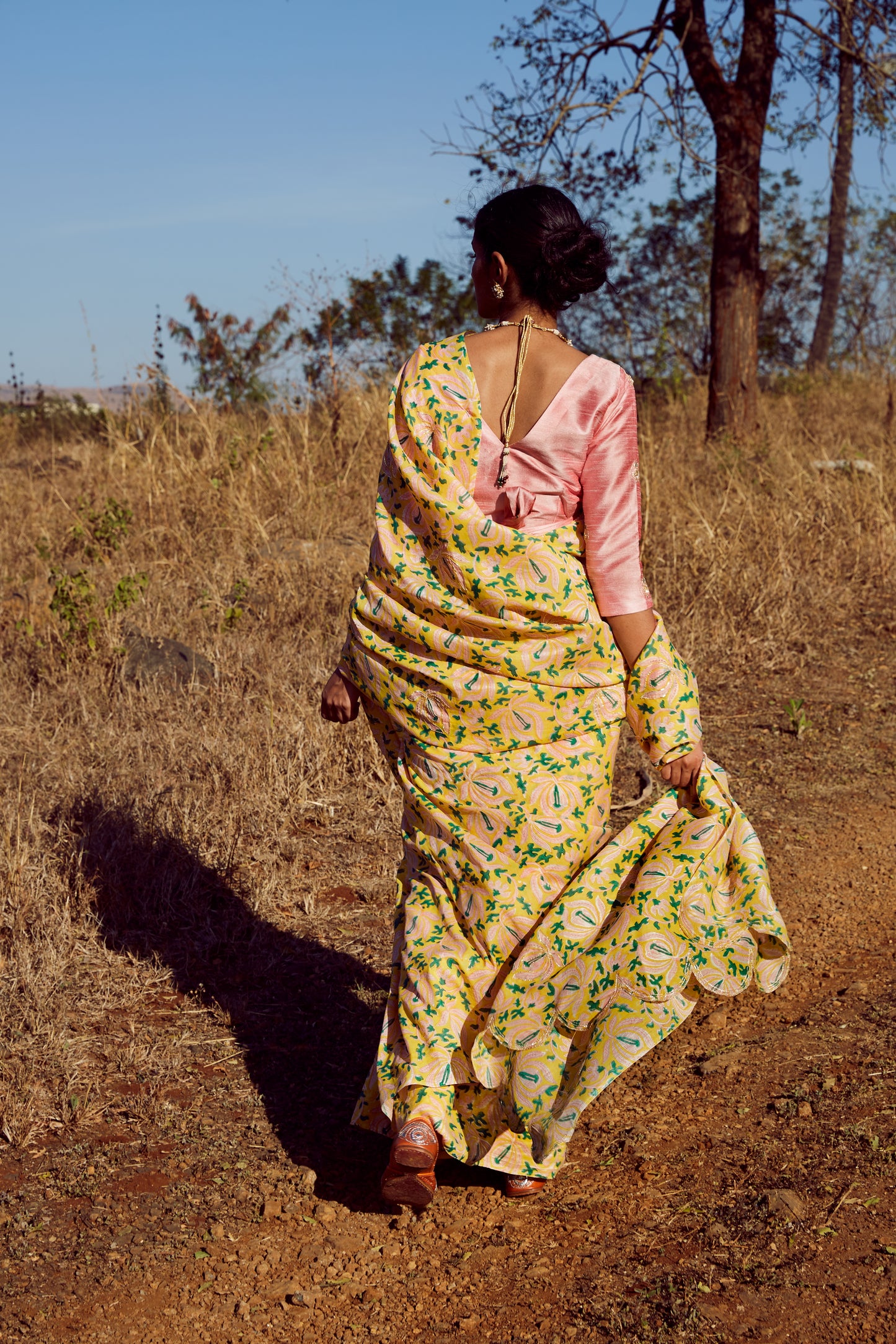 Silk lotus sari