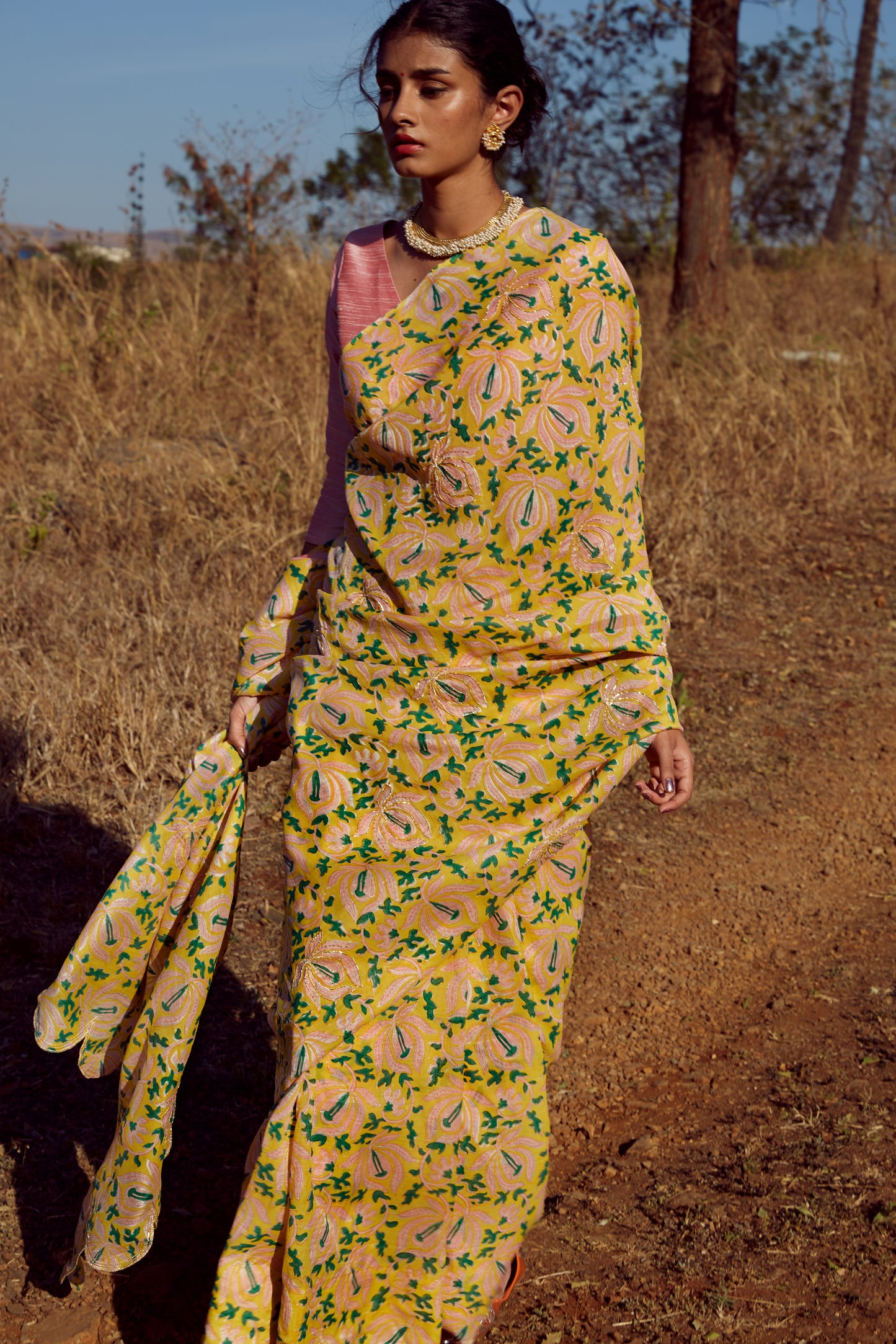 Silk lotus sari